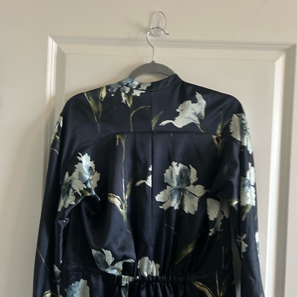 Vince Women’s Faux Wrap Dress XS Iris Print Long Sleeve - Picture 7 of 11